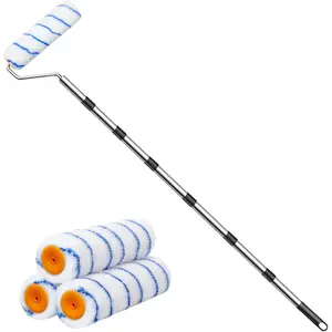 Paint Roller with Extended Detachable Pole Handle, Household Wall Painting Tool, Paint Roller Set Walls and Ceiling, Paint Roller Brush Easy to Install and Remove (Total Length:7.2feet)