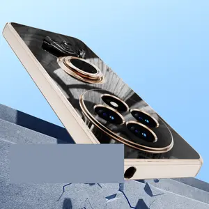 For Xiaomi Redmi 14C 6D Astronaut Electroplated Ring Stand Phone Case HNTKR-0133