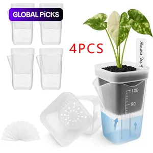 4/8/12-Piece Thickened Plastic Succulent Pots, Clear Nursery Pot, Small-Mouth Self-Watering Planters with Drainage Trays, Ideal for Seedlings & Bonsai Growth #GLOBAL PICKS