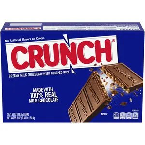 Crunch Milk Chocolate Candy Bar 36 ct. - Creamy and Crunchy Milk Chocolate Bark - 36 Count Pack Snack Bonbon Dessert Cocoa