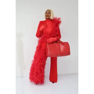 Red Tulle Floor-Length Couture Women’s Suit (Pre-Order)
