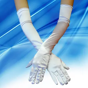 Women's Party Opera Night Club Stripper Bridal Evening Wedding Satin Arm Hand Sleeve Long Gloves - WHITE