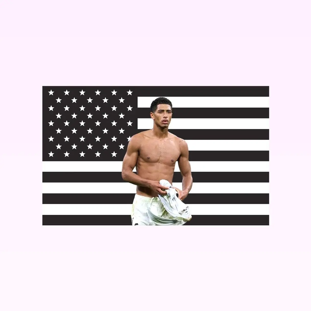 Jude Bellingham Black American Flag Tapestry – Football Star Wall Art |   Soccer Fan Decor |   Aesthetic Black Flag |   Sports Room Gift