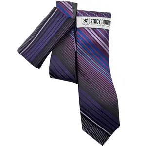 Prism Collection: Stacy Adams Purple Multi Tie and Pocket Square Set