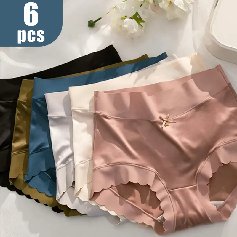 6 Pack Mid Waist Women'sBriefs,BreathableComfortable Soft Briefs,Elastic Hip LiftingBriefs, Fit Everyday Wear Elegant & Stylish DesignWomen's Briefs,M-XXL innersy woman breathable seamless panty cotton bikini waist brief Plus Mid-Rise Underwear