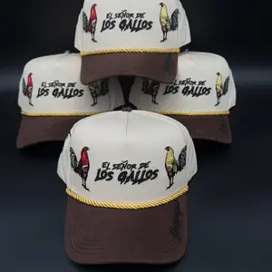 El Señor de Los Gallos Trucker Hat with Rooster Design Brown and White Adjustable Cap for Men and Women Baseball Cap