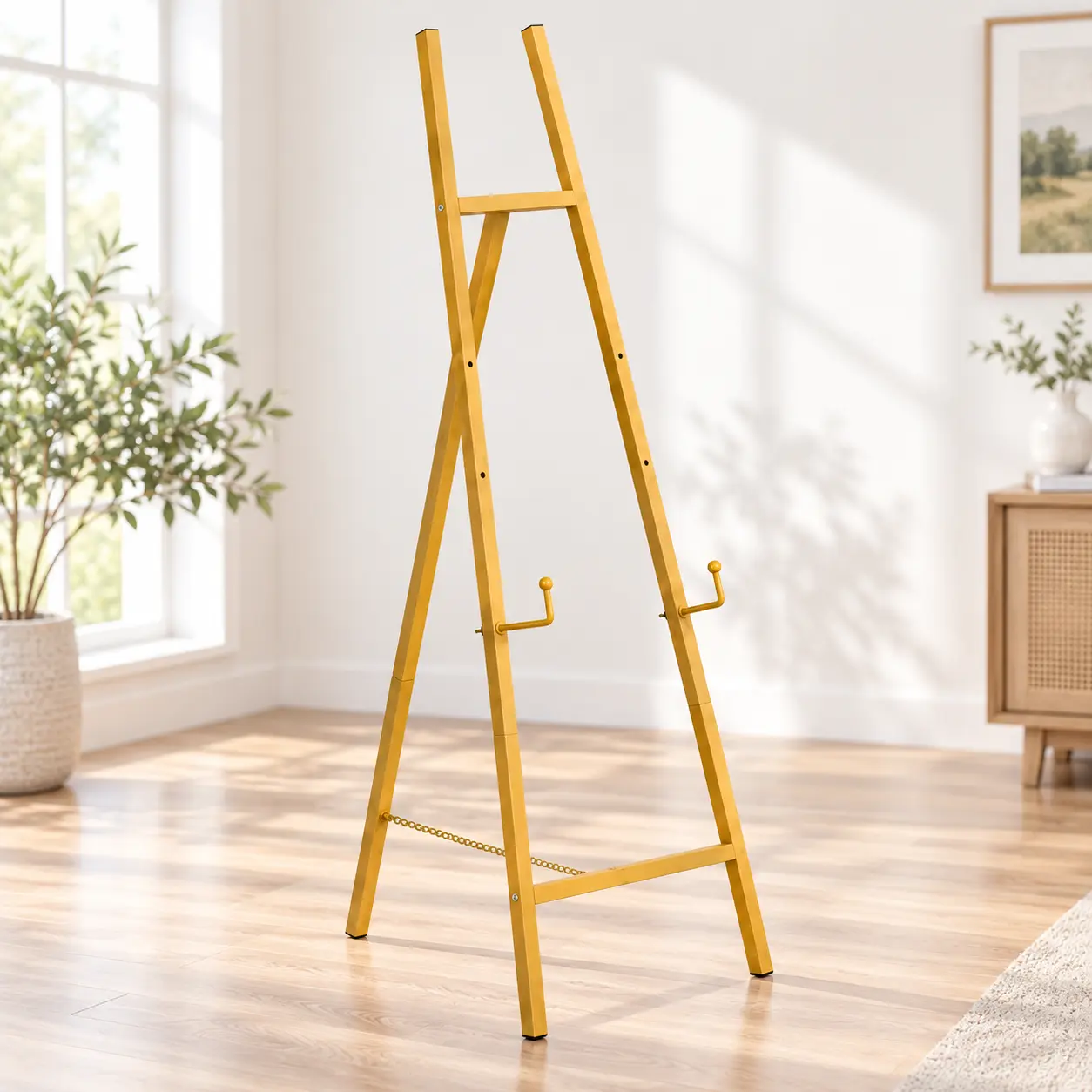 Adjustable Floor Easel Stand (Up to 140cm) - Foldable Office Art Supply Display with Height Adjustment, Support Hooks, Multiple Styles (1-Pack/2-Pack) for Artwork & Posters