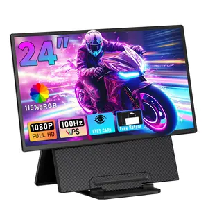 KEFEYA Portable Monitor 24" 100Hz for Work Home Office Game, 1080P FHD IPS Laptop Screen Extender with Rotating Stand & VESA, Laptop Monitor Extender USB-C HDMI Plug-Play for Mac Windows PS Switch Xbox Phone summervibes