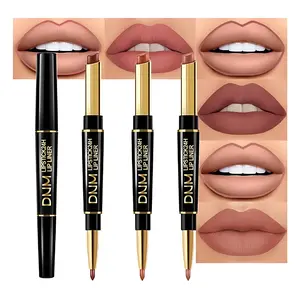 evpct 3Pcs Chestnut Nude Brown Lip Liner and Lipstick Set Kit for Women DNM Matte Lips Kit with Lip Liner Lip Stains Long Lasting Waterproof 24 Hour Lipstick and Lip Liners Combo Lipliners Pencil Set