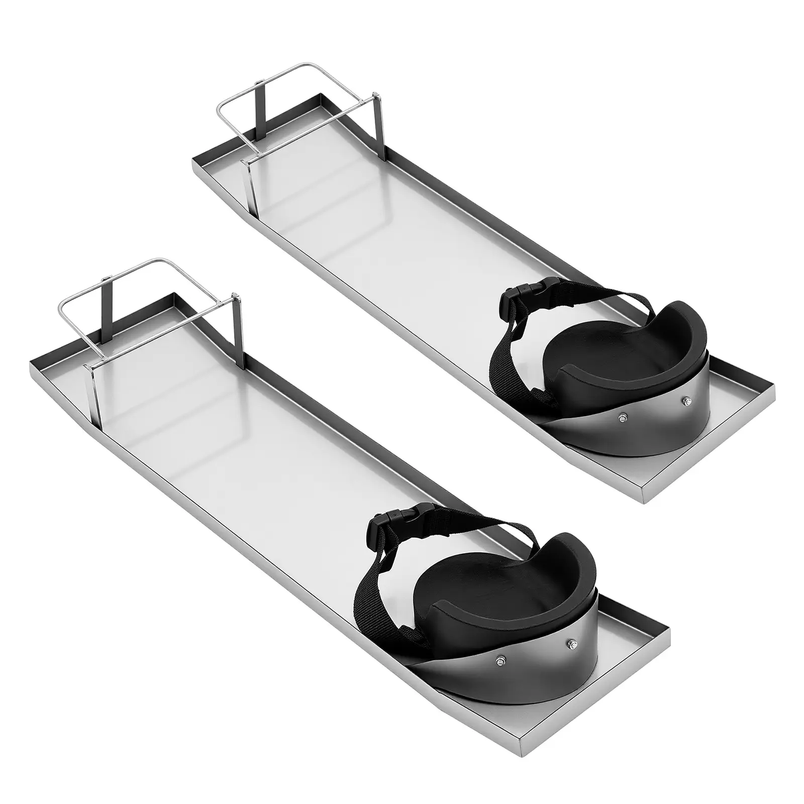 2-Pack Ergonomic 201 Stainless Steel Concrete Knee Board (27.17In/69*20*11cm) with Anti-Scratch Curved Design, Removable Knee Pads, Adjustable Straps for Construction Flooring Dressing, Concrete Finishing/Leveling/Sliding, Thoughtful Gift Option, Two Piec