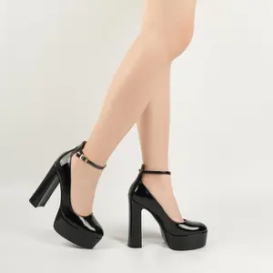 JENN ARDOR Women's Thick Bottom Block Heel Closed Toe Ankle Strap High Heels 2024 Summer Walking Shoes Girl Shoe Platform Chunky Heels Black Wedge
