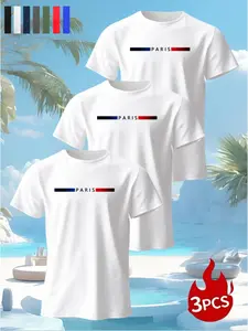 Men's Summer Short Sleeve T-Shirt, Casual Fitted Long Top, Print Pattern, Modern Style, Ideal for Daily Wear, Multiple Colors Available
