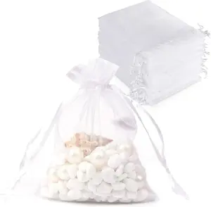 100PCS Sheer Organza Bags With Drawstring for Wedding Favor, Party