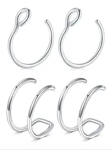 Fake Nose Ring Hoop, Fake Piercing Jewelry, Clip on Nose Rings, Spiral Nose Ring, Nose Cuff, Faux Lip Ring, Stainless Steel Body Jewelry for Women & Men, Fashion Body Jewelry