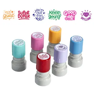 Stamp Joy - 6 Self-Ink Flash Stamp Set, Multicolor Teacher Stamps, Office Stationery Stamps, Pre-Inked