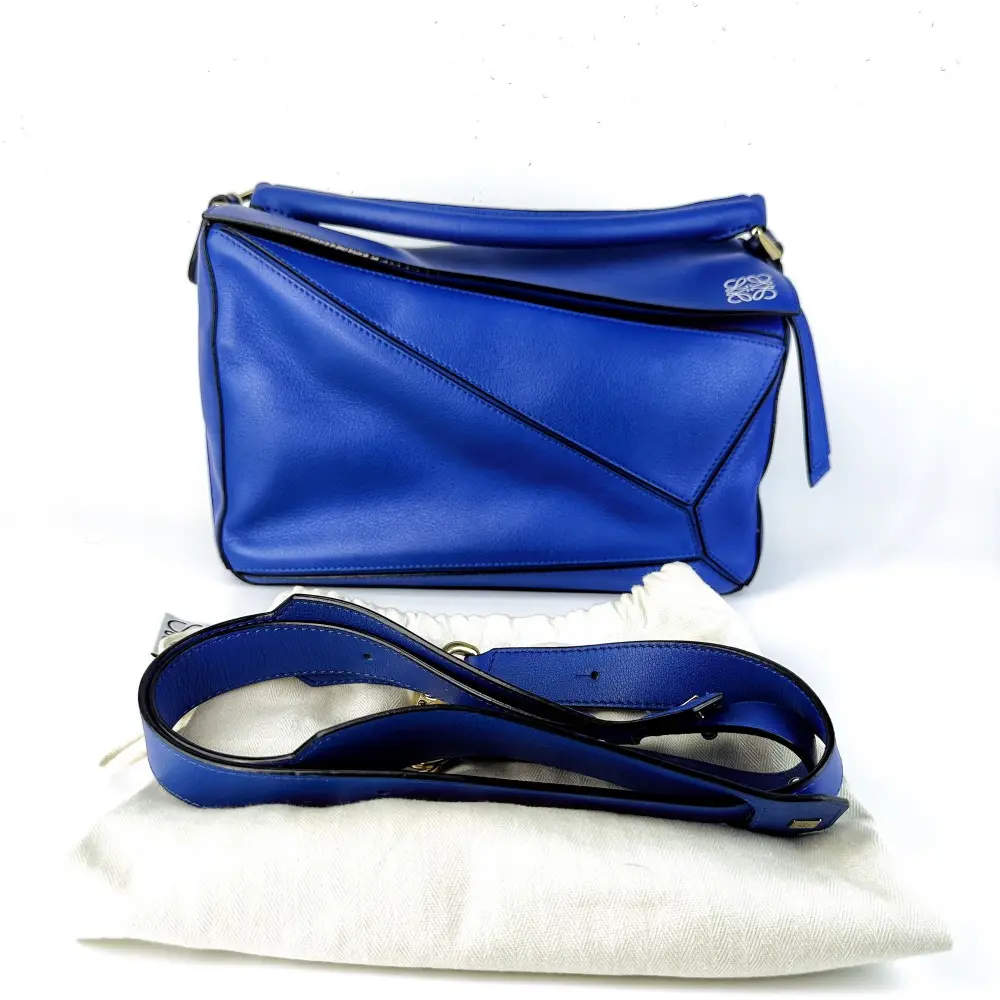 Pre-owned Loewe Puzzle Small Bag in Bright Blue Calfskin【992】