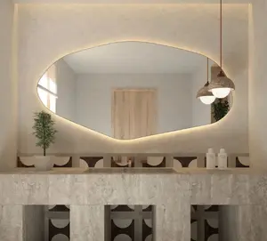 Sile Irregular Wall LED Mirror Asymmetrical Design Home Backlight Mirror Aesthetic Bathroom Mirror Unique Mirror Decor Gift