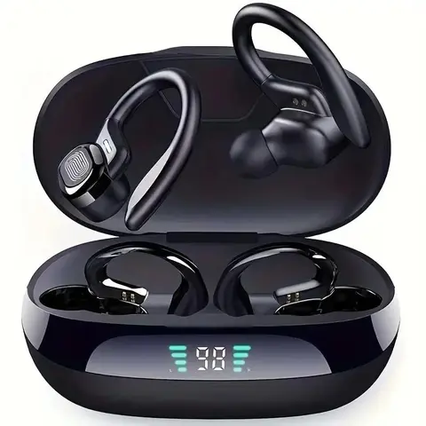 True Wireless In-Ear Noise Cancelling Earbuds with Digital-Display Charging Case, 9D Hi-Fi Stereo Waterproof Earphone for Sports and Gaming, Sports Earphones Wireless Noise Cancellation