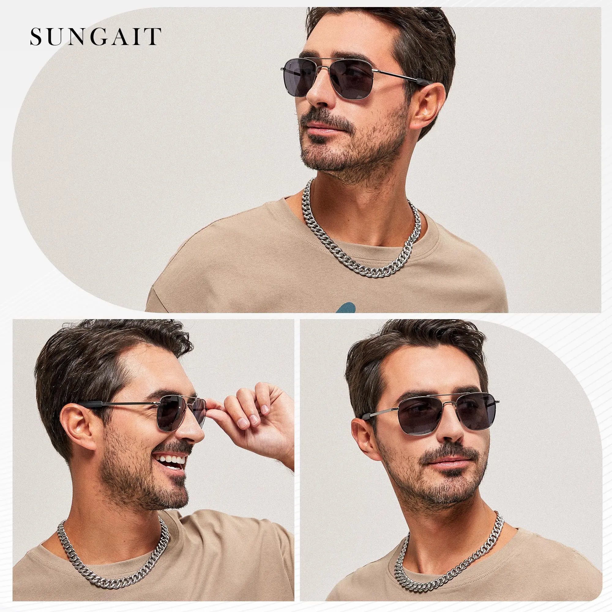Polarized Aviator Sunglasses Metal Frame Bayonet Temples UV400