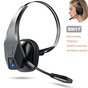 Wireless DH17 Trucker Bluetooth Headset with Mic Bluetooth Earphone with Dual Noise Cancelling Microphone & Mute Button, 55Hrs Working Time PC Headset for Cell Phones, Computer, Truck Driver Audio Headphone