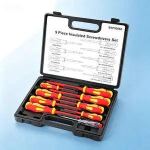 Professional Insulated Screwdriver Set 9-Piece 1000V VDE Certified Electrical Tools with Magnetic Tips for Electricians Phillips Slotted Pozidriv Reusable Durable Safety Hand Tools