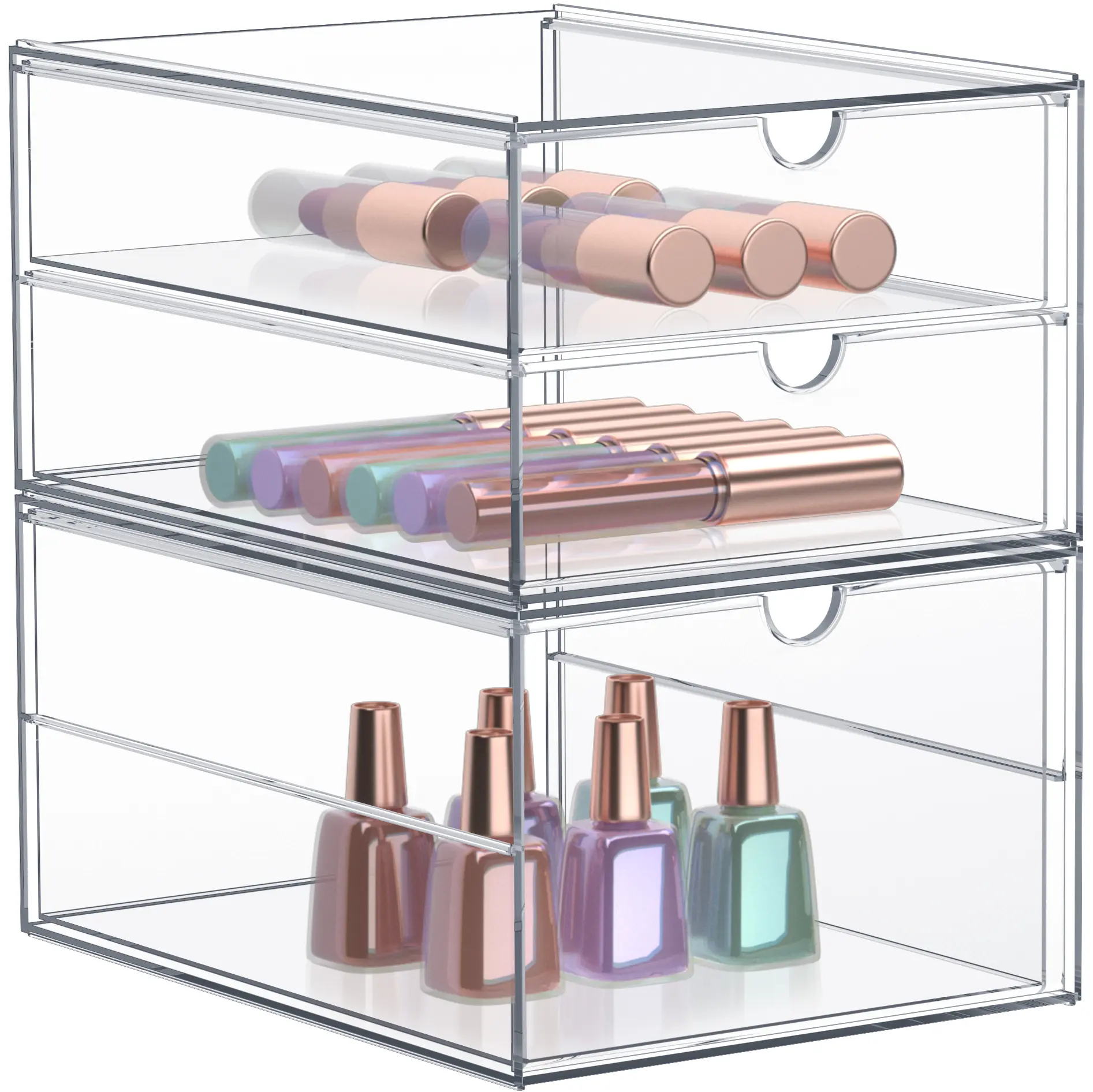 Sorbus Clear Storage and Organizer Bins with 3 Drawers - 2 Pcs Stackable Storage Drawers for Office, Kitchen, Crafts and More Boxes Household Plastic Lipstick Holders