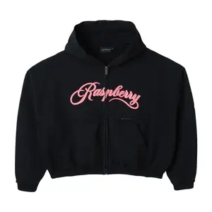 GV Gallery Raspberry Script Black/Pink Zip Up Hoodie