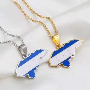 Honduras Map Necklace - Flag Pendant Gifts Pride Jewelry for Men and Women