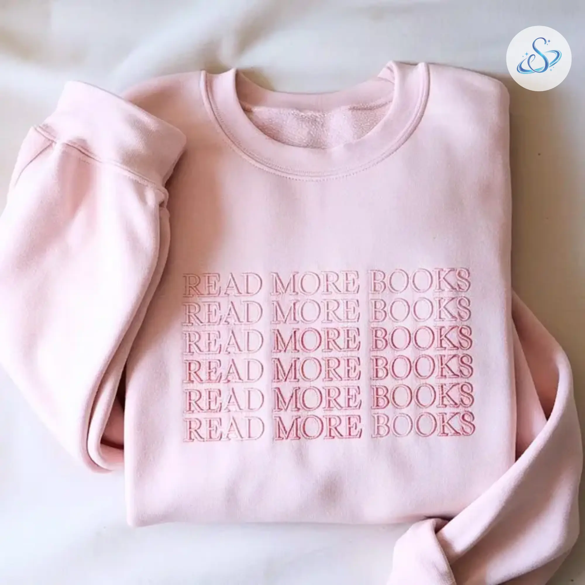 Read More Books Embroidered Sweatshirt, Book Lover Crewneck for Women, Minimalist Pink Reader Pullover, Cozy Bookworm Gift, Aesthetic Librarian Sweater