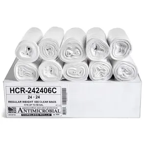 24 in. x 24 in. 10 Gal. Clear Trash Bags (Pack of 1000) 6 mic (eq) for Janitorial and Industrial