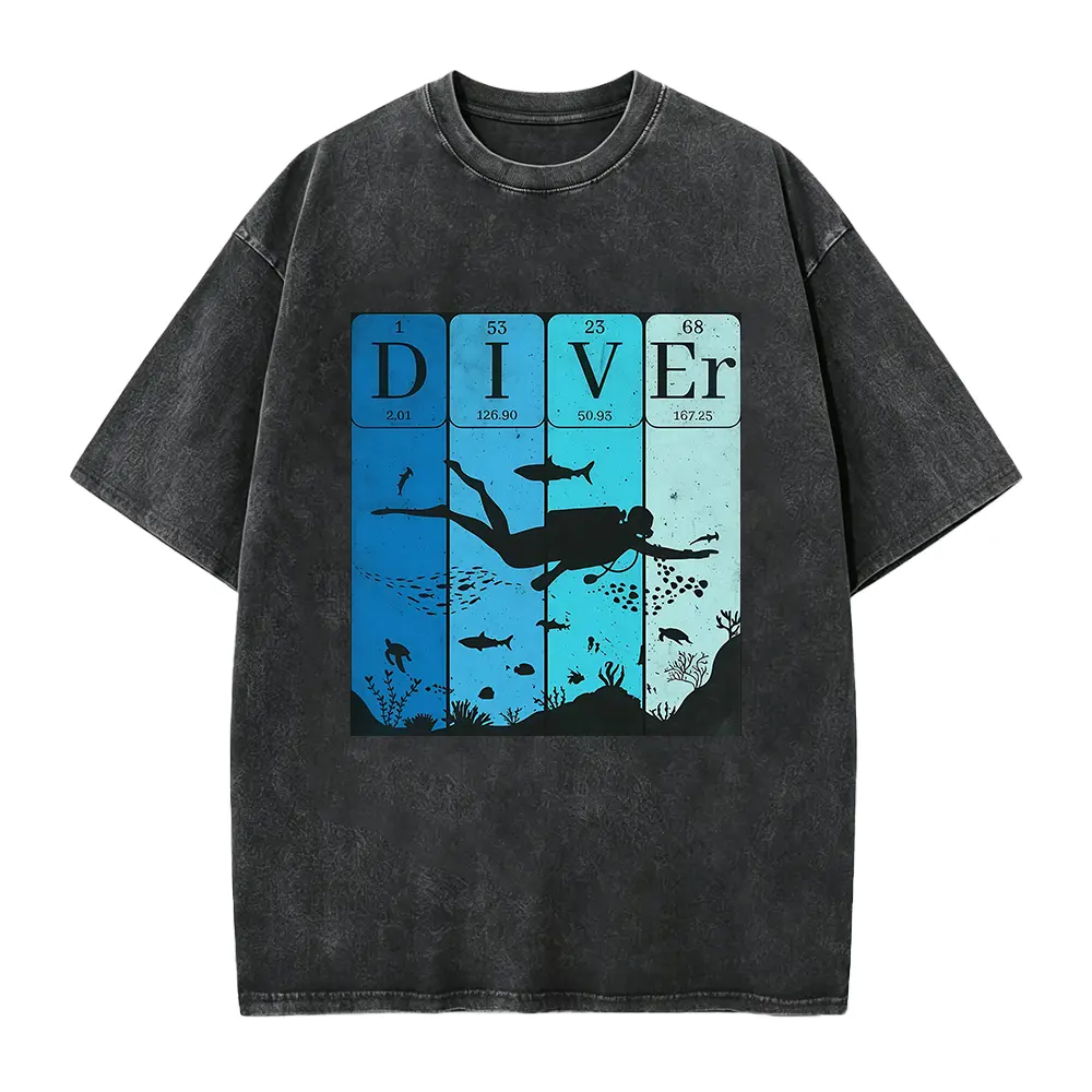 Scuba Diver T-Shirt | Periodic Table Elements Ocean Graphic Tee | Diving Gift for Men | Marine Life Underwater Shirt