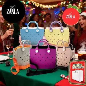 The ZANLA Bright Silicone Tote Bag Waterproof Lightweight Adjustable Strap Charm Ready Customizable Everyday Bag with Removable Strap Secure Zipper Pouch and Vent Holes for Charms or Keychains