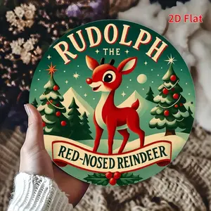 Rudolph Nosed Reindeer Sign, Durable Iron Plaque, Humorous Christmas Decorations, Perfect for Home & Office, Indoor/outdoor Use