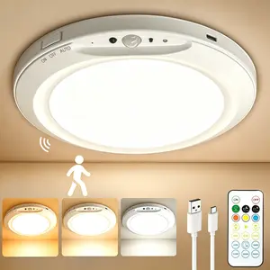 Wireless Rechargeable Ceiling Light – Motion Sensor LED Light with Remote, 3 Color Modes, Magnetic Battery-Operated Lamp for Closet, Shower, Pantry, Shed & Garage