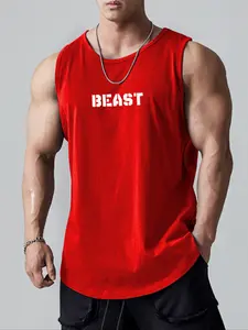 Men's Fashion Sleeveless Vest Top Letter Print High-Quality Classic Fabric Quick-Dry Breathable Anti-Fray Durable Casual Gym Outdoor Wear