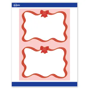 Avery Printable Invitation Cards with Sure Feed Technology, Rectangle, 5" x 7", Pre-Printed Pink Border with Red & Gold Bow Design, Matte White, Laser & Inkjet Compatible, 20 Total