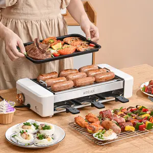 AORAN 1800W Indoor Sausage Grill, Electric Smokeless Multi-Function Grill with Non-stick Coating, Great for Home Korean BBQ and Multi-Function Cooking Stainless Steel Grill Universal Grill Pan hot dog