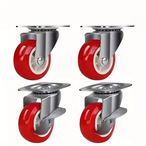 Casters Set ( Wheels), Includes Two Braked Rotating Casters & Two Non-Braked, 360° Silent Rotation Furniture Moving Wheel for Furniture, Hand Trucks, Display Racks