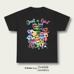 Just A Girl Who Loves Dandy's World Shirt, Dandy's World Shirt, All 20 Sprunki All Sprunki Faces Shirt, Gift for Birthdays, Sprunki Gifts Cotton Graphic Tee Classic