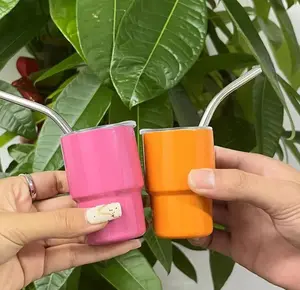 Mini Tumbler Shot Glass With Straw 2oz Shot Glass Tumbler, 6pcs Double Wall Vacuum Sealed 304 Stainless Steel Insulated Slim Tumblers, Cups Kids For Hot And Cold Dr