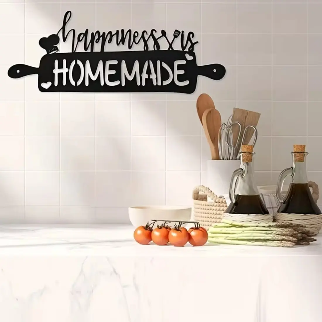 1PC Kitchen Wall Decor Happiness Is Homemade Kitchen Signs Kitchen Decoration for Wall, Kitchen Ornament, Wall Ornament Metal Wall Hanging