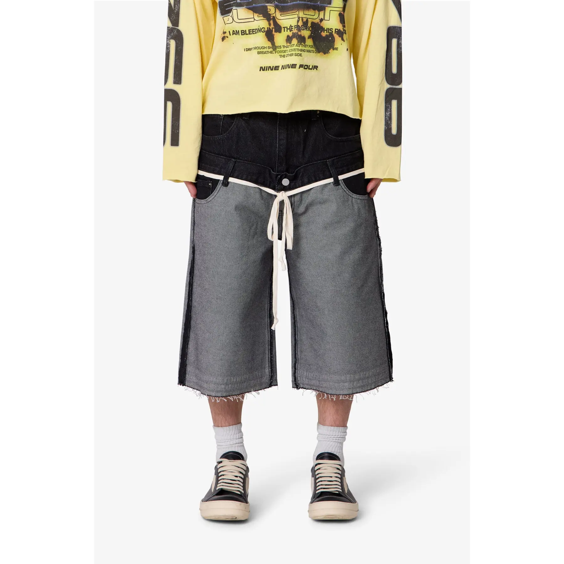 mnml Ultra Baggy Inside Out Denim Shorts - Black mnml Ultra Baggy Inside Out Denim Shorts - Black