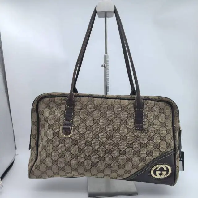 Pre-owned GUCCI GG Canvas Shoulder Bag – Beige/Brown Monogram Canvas Tote Bag with Interlocking GG Logo ST 10056369