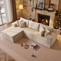 106" Beige L Shaped Sofa, Left Chaise