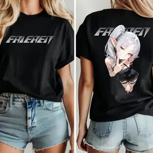 Anime Frieren Graphic Printed T-shirt Cute Kawaii Fashion Oversized T Shirt Short Sleeve Cotton Tees Men Women Clothing