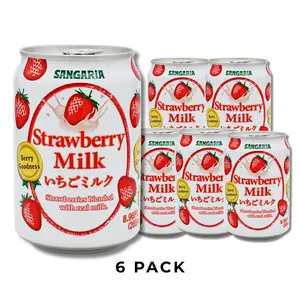 Sangaria Strawberry Milk 6 Packs 8.96 FOZ Sweet & Creamy Japanese Beverage with Fruity Flavor Ready-to-Drink