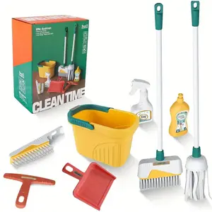 Cleaning Set for Girls, Realistic Housekeeping Toy, Pretend Play Sweeping Broom, Kids' Home Cleanup Tools Kit