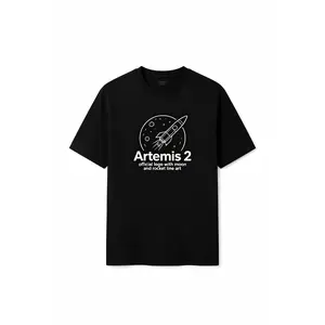 Artemis 2 Minimalist Line Art T-Shirt, Rocket Moon Outline Graphic Tee, NASA Space Mission Shirt, Minimal Space Lover Gift, Simple Astronaut Tee