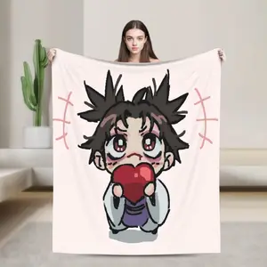 Choso Q-Style Character Flannel Blanket, Soft Cozy Lightweight All Season Throw for Office Room Living Room Sofa Bed, Anime Gift for Adults and Children, Kid-Friendly Christmas Birthday Holiday Decor