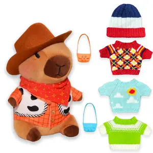 Capybara  plushie toy huggable Dress-Up Set, 10.2" Soft fluffy material Stuffed Animal with 8/9/10 Clothes & Accessories , Cute Gift for Kids unique requested  gifts baby